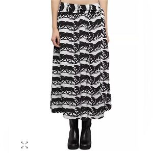 The Kooples Black and White Wild Panther Midi Skirt